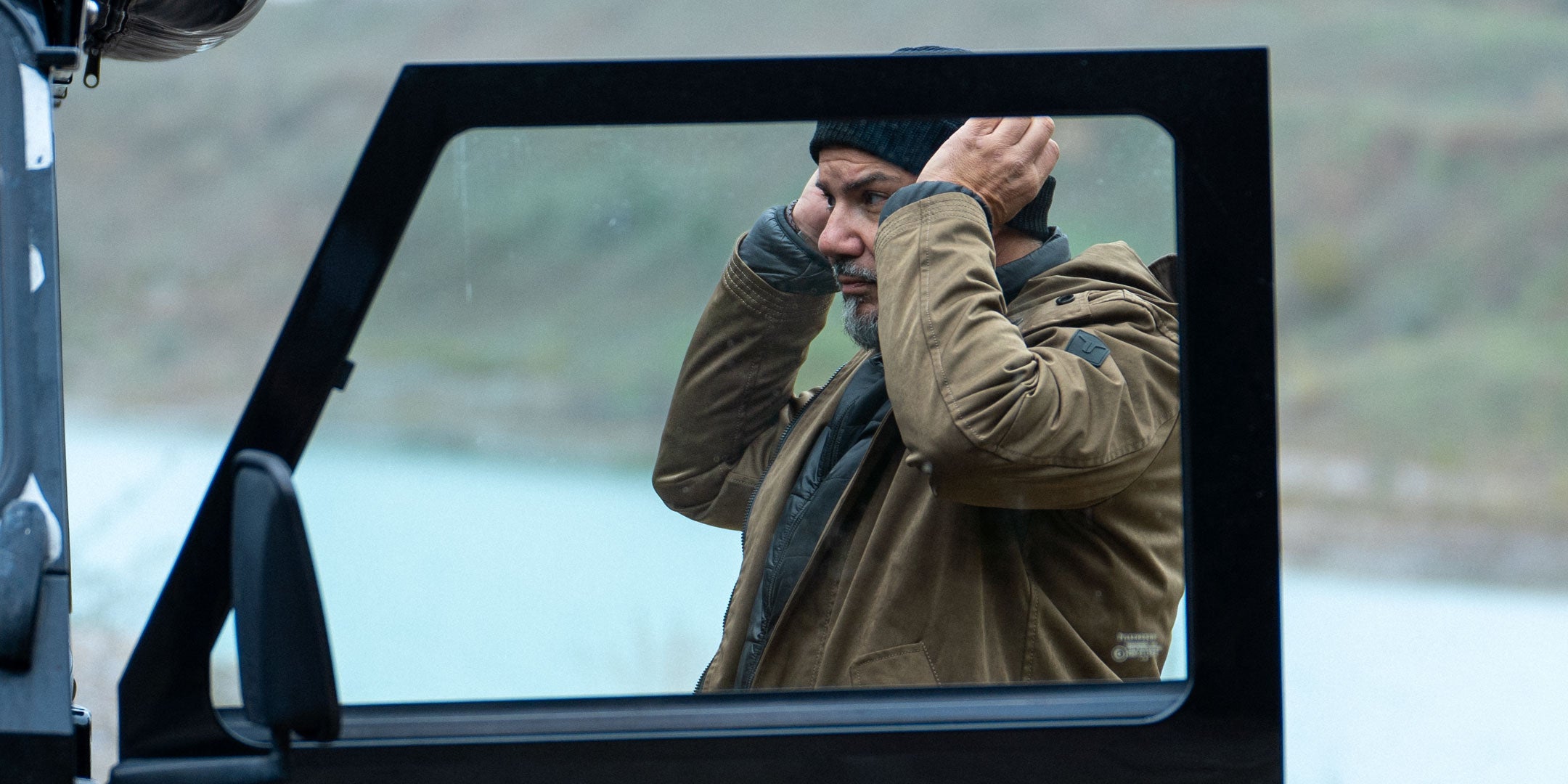 CADUFF Japanese Double-Knit 2-in-1 Winter Parka — Beech, side view with removable ECO DOWN liner visible; water-repellent and wind-resistant.